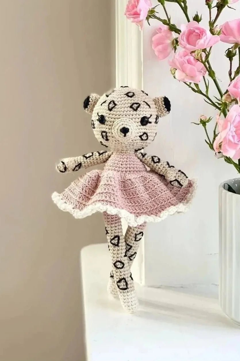 Crochet Cute Tiger with Pink Dress Toy Joy Gift London