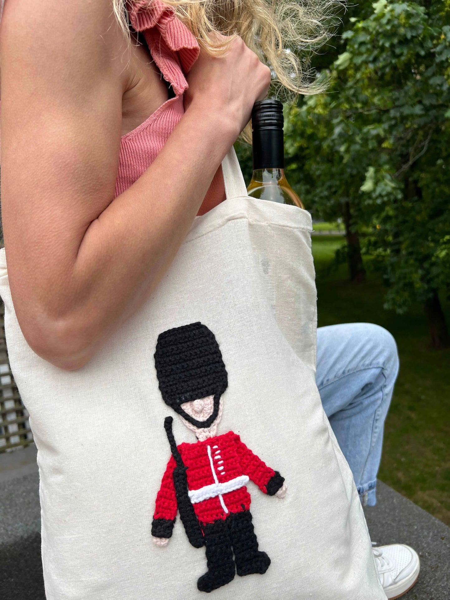 Crochet English Soldier Shopping Tote Bag Eco Friendly Shoppers Joy Gift London