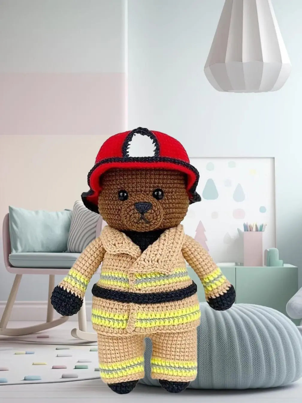 Crochet Firefighter Teddy Bear Toy Crochet TrendyToy 