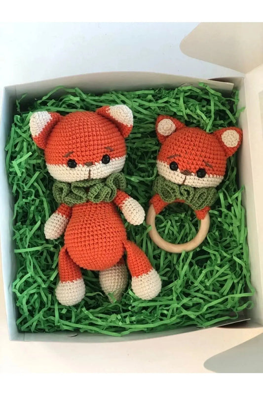 Crochet Fox and Rattle Toy Set 2pc Crochet TrendyToy 