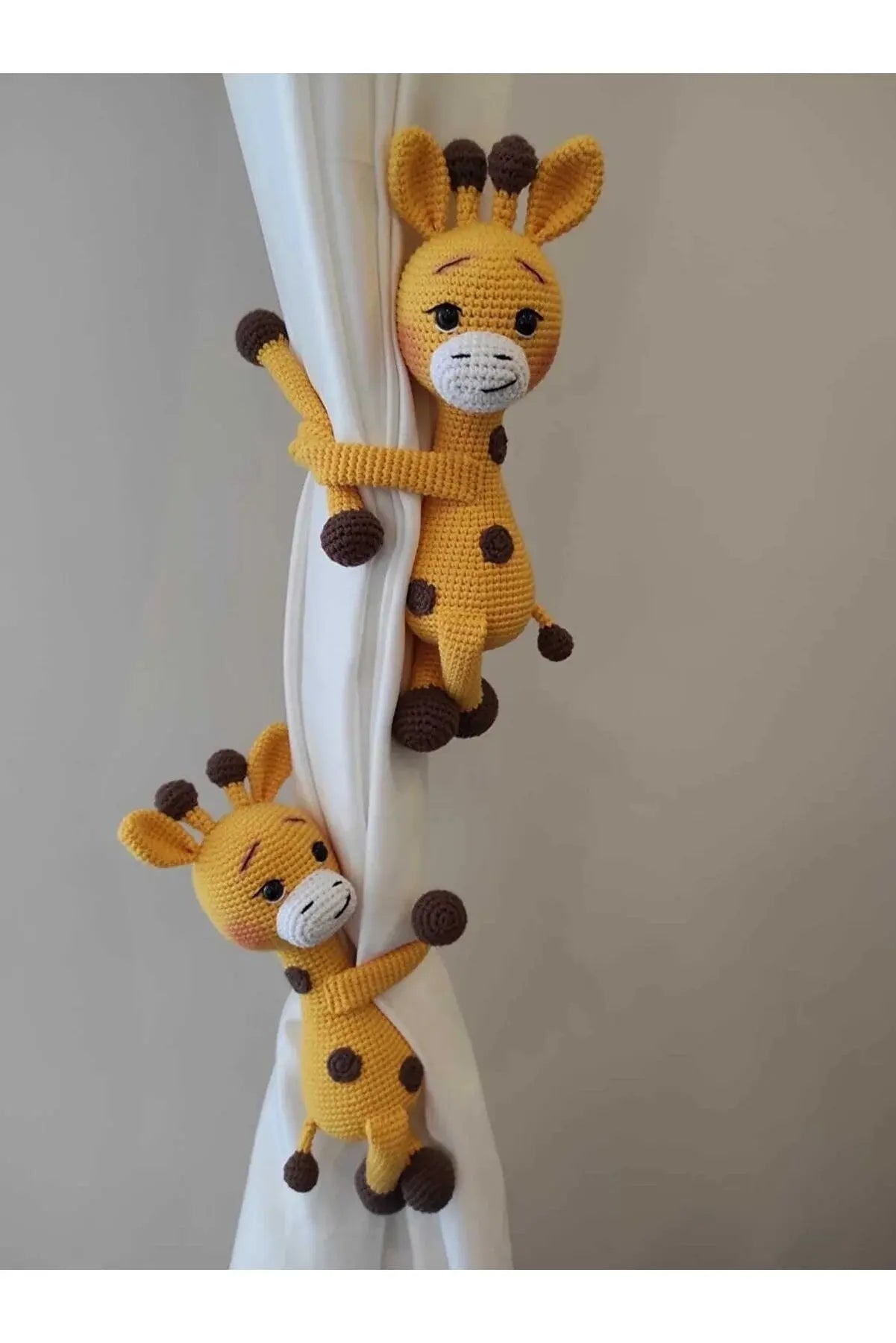 Crochet Giraffe Kids Room Curtain Holder 2pc Joy Gift London