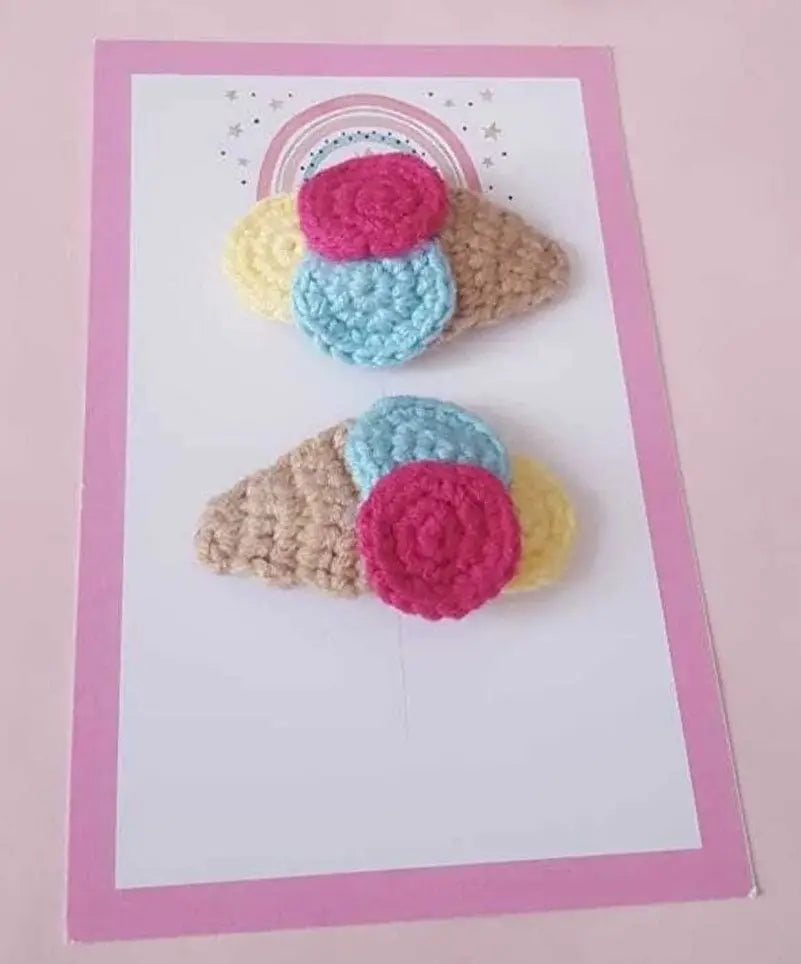 Crochet Ice Cream Hair Clips 2pc Crochet TrendyToy 