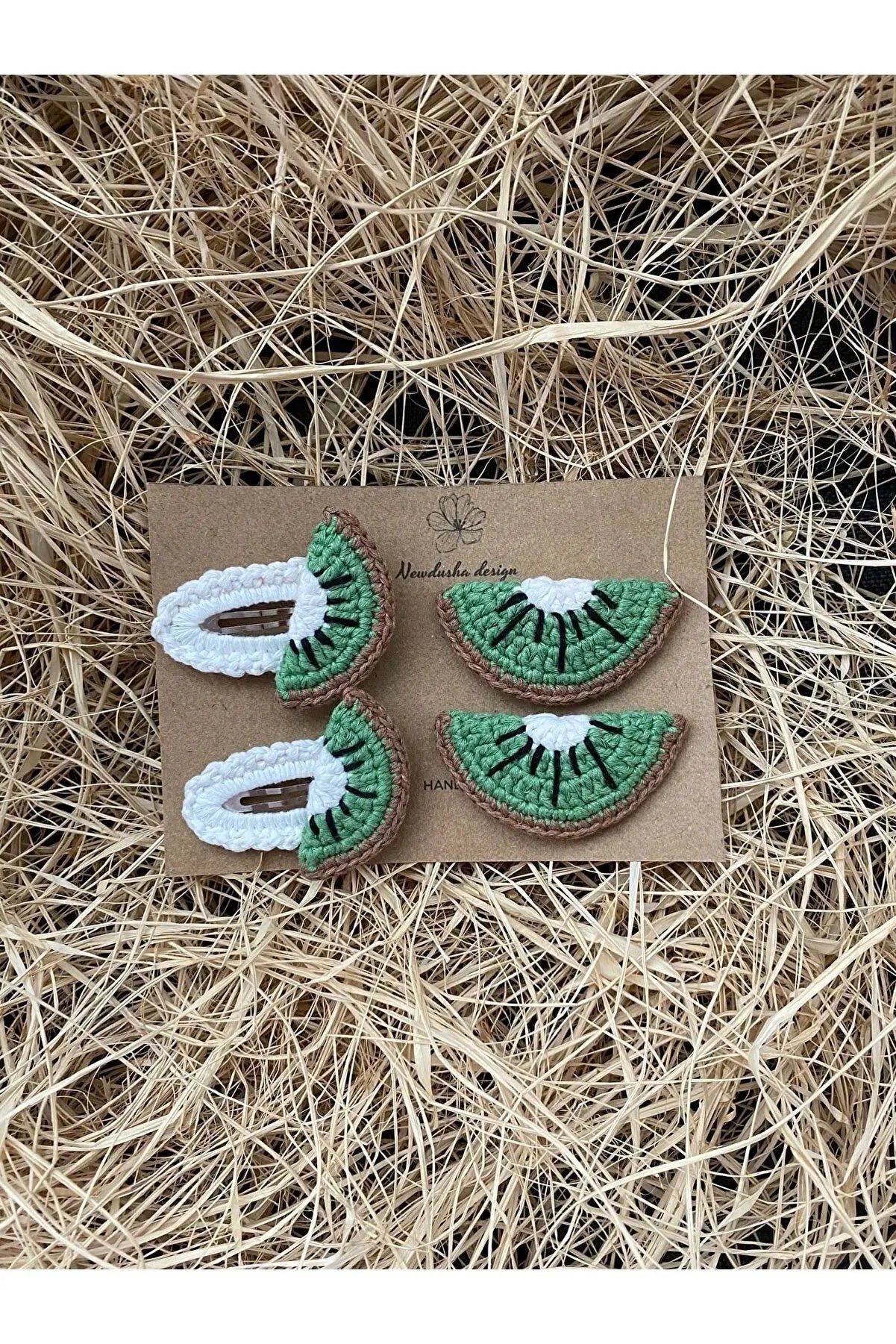 Crochet Kiwi Hair Clips 4pc Crochet TrendyToy 