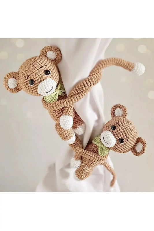 Crochet Monkey Kids Room Curtain Holder 2pc | Crochet | Crochet Toys, Curtain Holder, Kids Room Decoration | TrendyToy