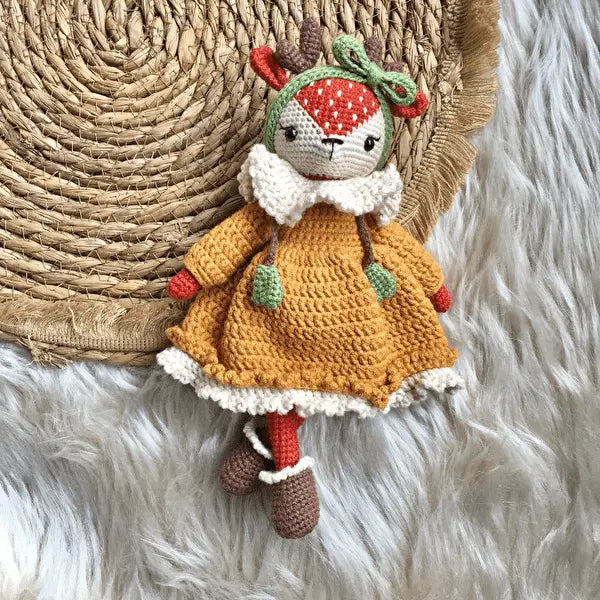 Crochet Mustard Dress Little Doe Toy | Crochet | Crochet Dolls, Crochet Toys | MiaMano