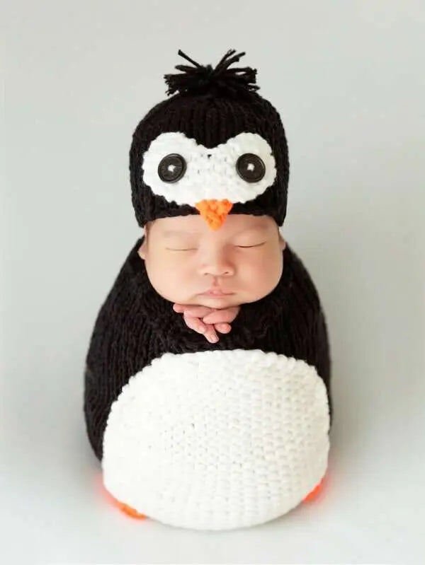 Crochet Newborn Photo Outfit Penguin Crochet Shein 