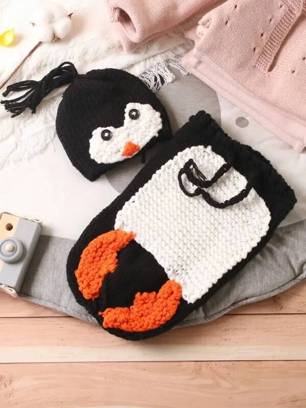 Crochet Newborn Photo Outfit Penguin Crochet Shein 