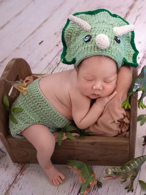 Crochet Newborn Photo Outfit Triceratops Dino Crochet Shein 