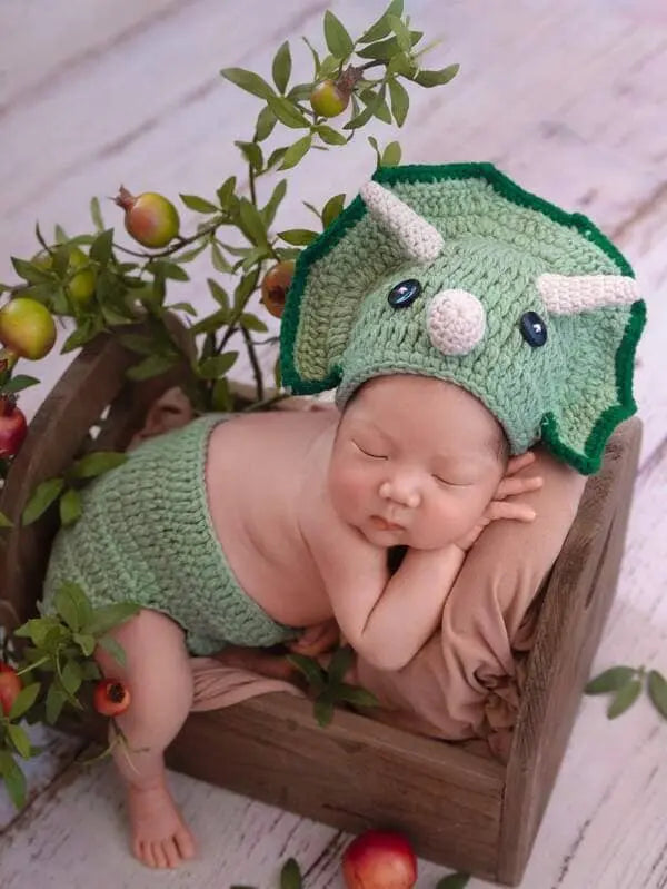 Crochet Newborn Photo Outfit Triceratops Dino Crochet Shein 