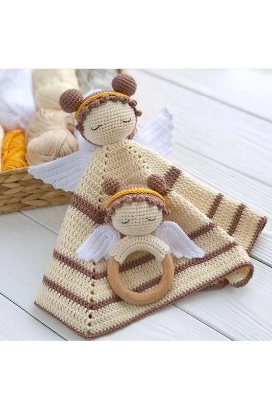 Crochet Newborn Sleeping Mate Angel Toy Gift set Crochet BabyStore 