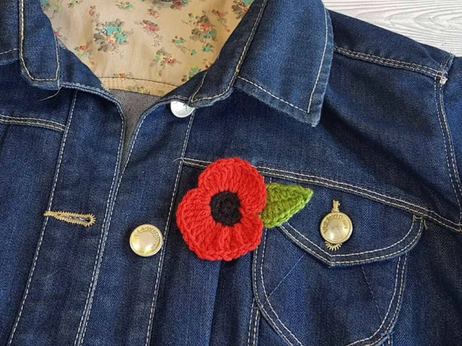 Crochet Poppy Brooch