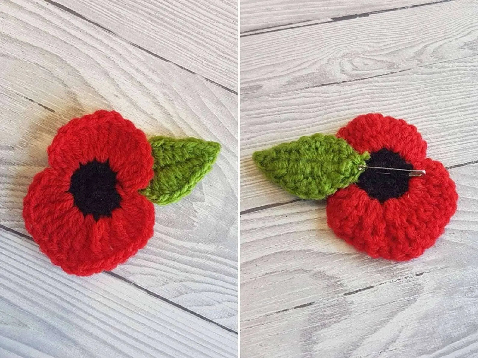 Crochet Poppy Brooch