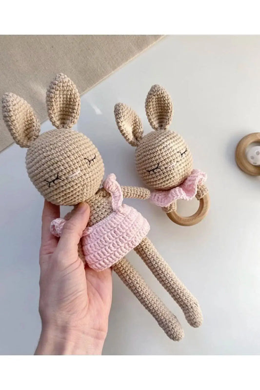 Crochet Rabbit and Rattle Toy Set 2pc Crochet TrendyToy Girl 