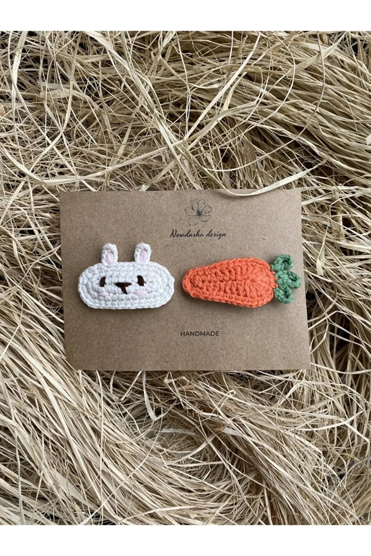 Crochet Rabbit-Carrot Hair Clips 2pc Crochet TrendyToy 