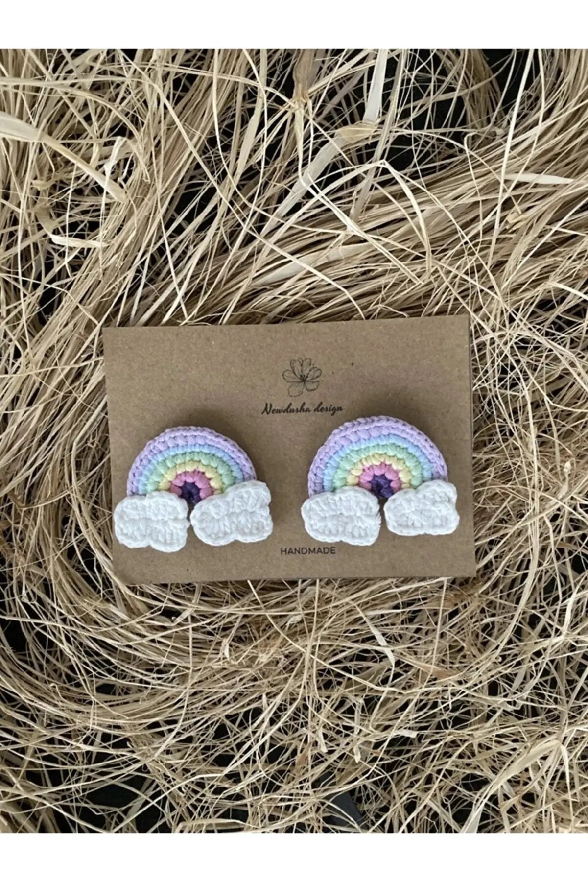 Crochet Rainbow Hair Clips 2pc Crochet TrendyToy 