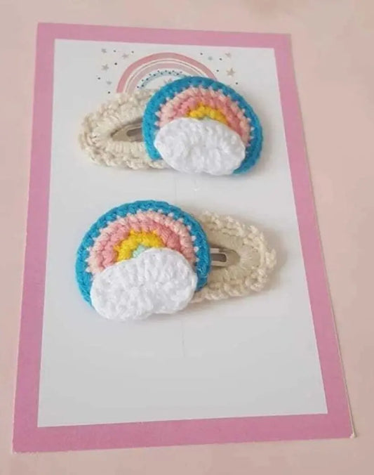 Crochet Rainbow Hair Clips 2pc Crochet TrendyToy 