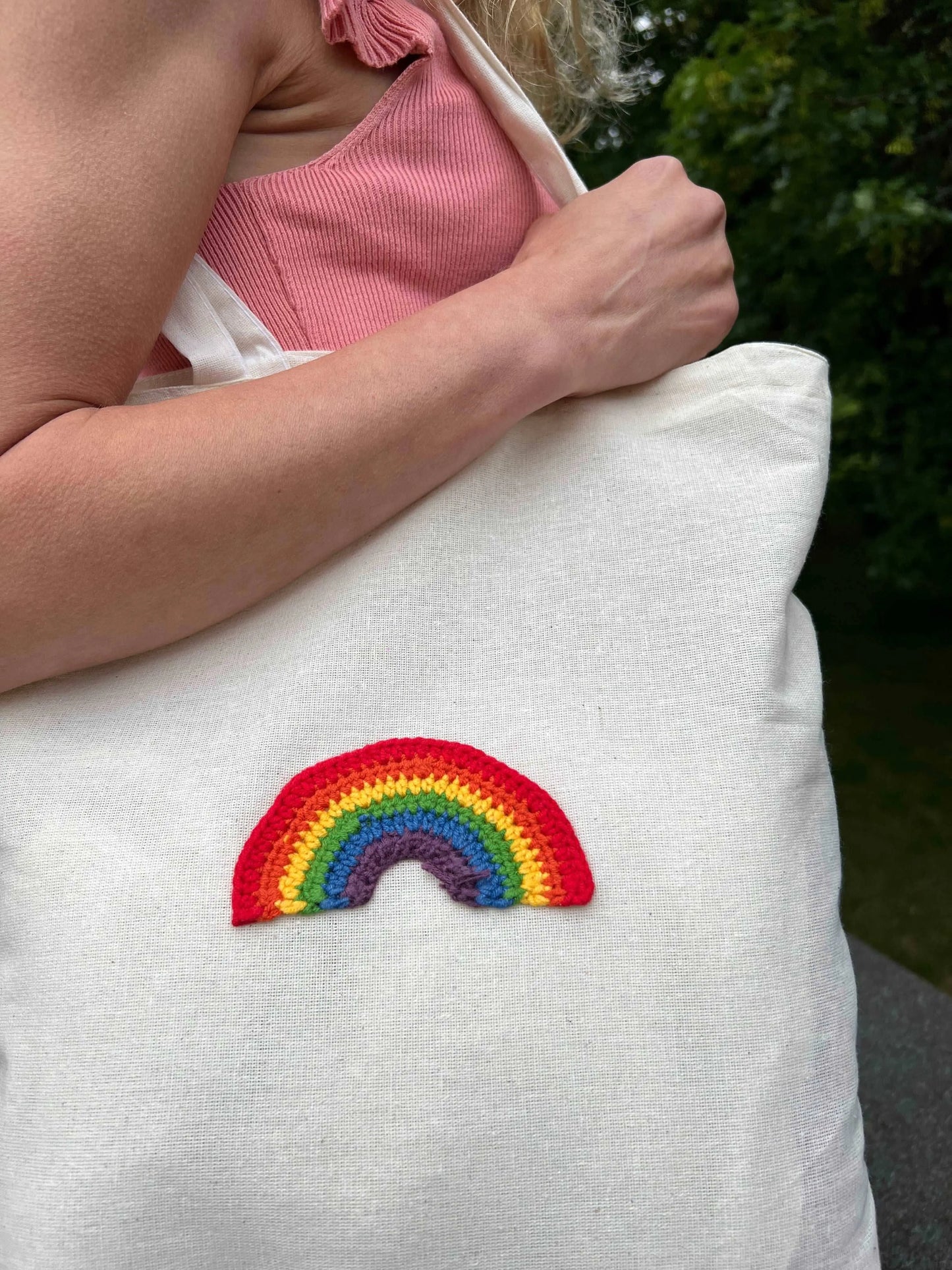 Crochet Rainbow Pride Lgbt+ Shopping Tote Bag Eco Friendly Shoppers