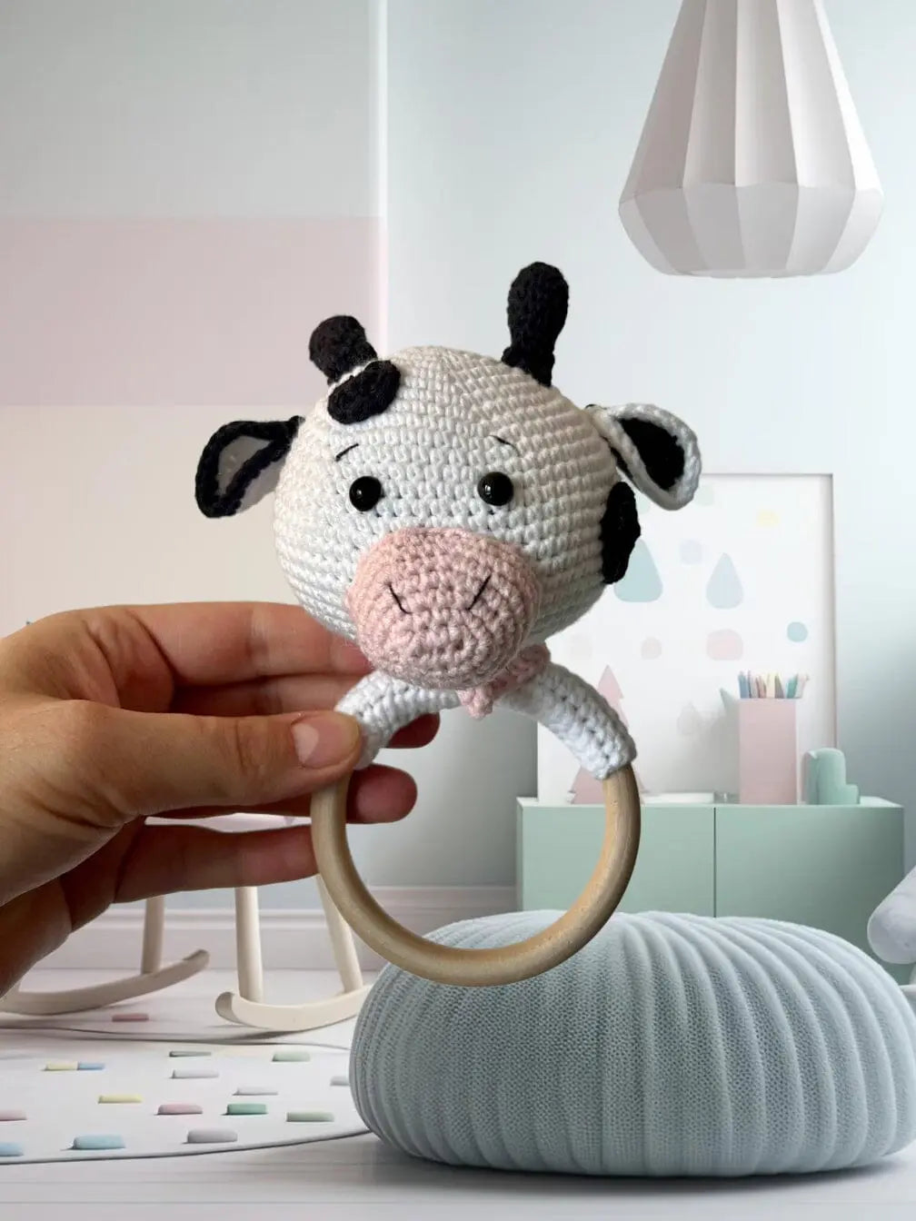 Crochet Rattle Toy Cute Cow Crochet Joy Gift London Limited 