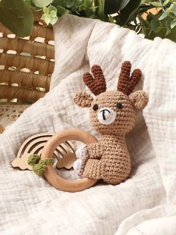 Crochet Rattle Toy Deer | Crochet | amigurumi set, amigurumi toy, amigurumi toy set, baby gift, Christmas Tree Decoration, crochet gift, Crochet Rattles, crochet set, Crochet Toys, new born gift, new born toy, new born toy set | SHEIN