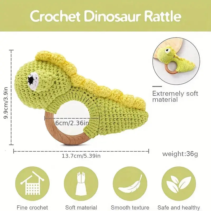 Crochet Rattle Toy Dino Crochet Joy Gift London Limited 