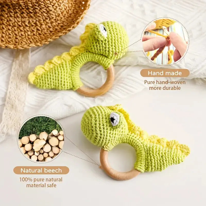 Crochet Rattle Toy Dino Crochet Joy Gift London Limited 