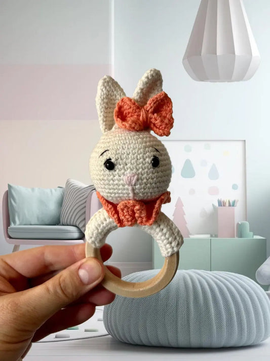 Crochet Rattle Toy Little Rabbit Girl Crochet Joy Gift London Limited 