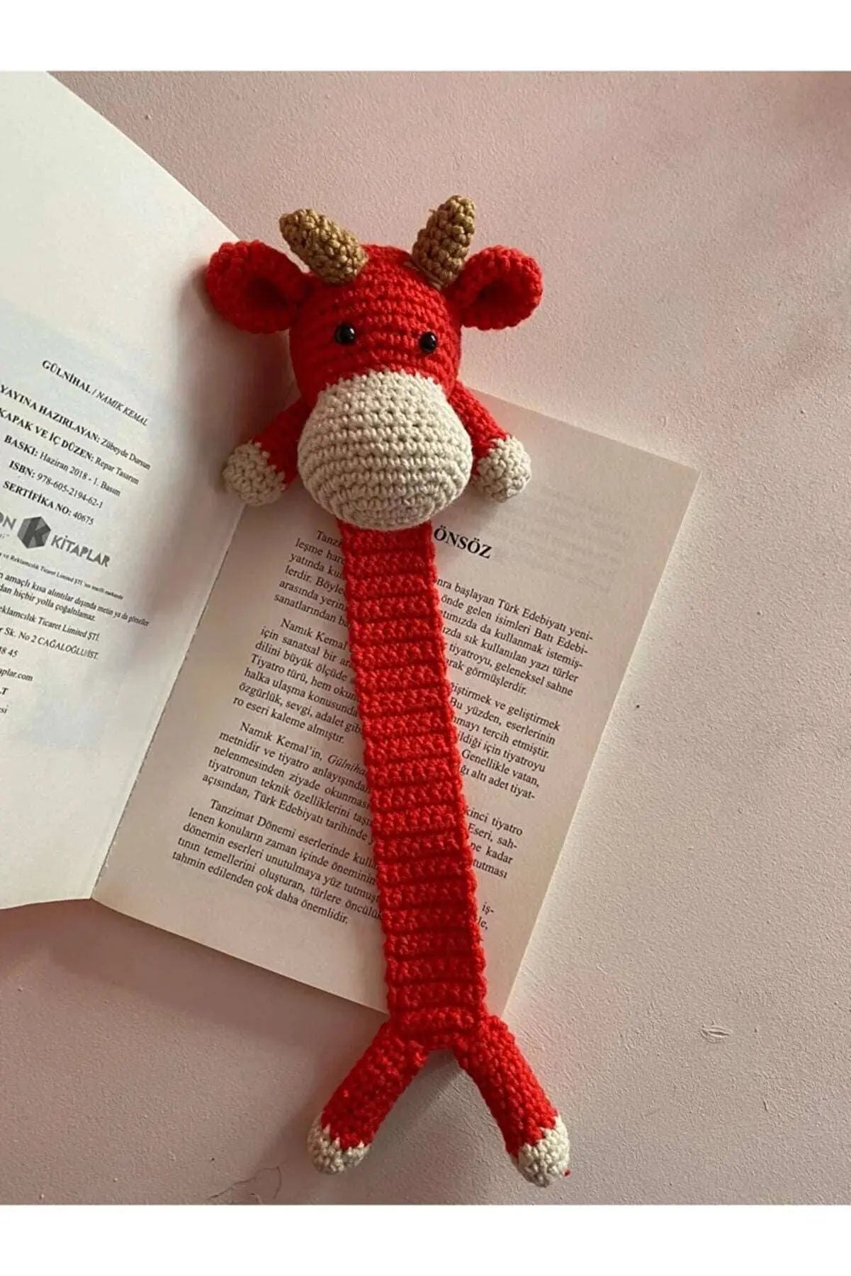 Crochet Red Cow Bookmark - Joy Gift London