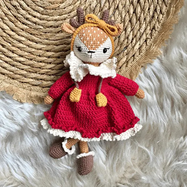 Crochet Red Dress Little Doe Toy Crochet MiaMano 