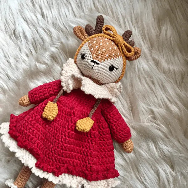 Crochet Red Dress Little Doe Toy | Crochet | Crochet Dolls, Crochet Toys | MiaMano