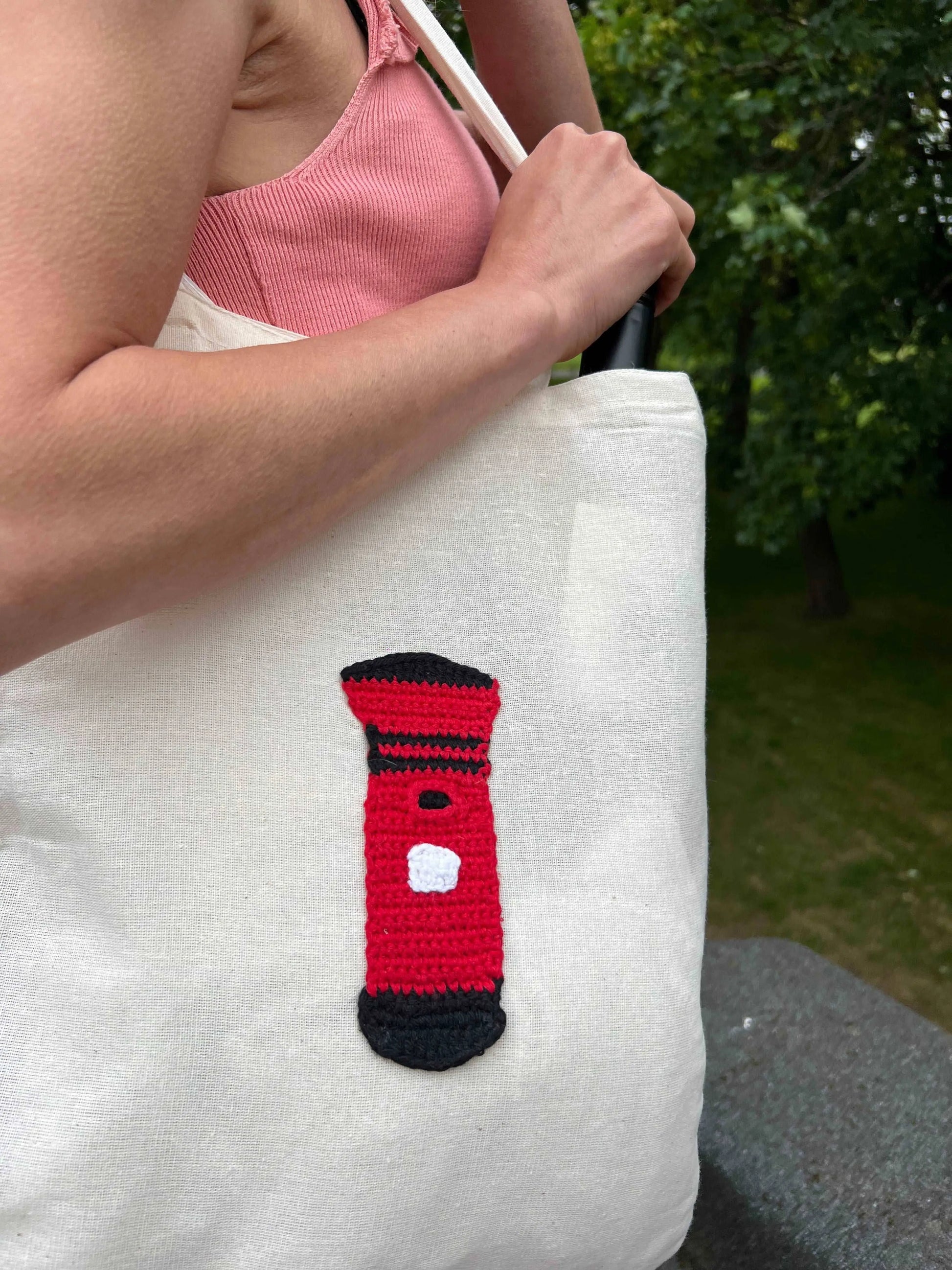 Crochet Red Letter Box Shopping Tote Bag Eco Friendly Shoppers