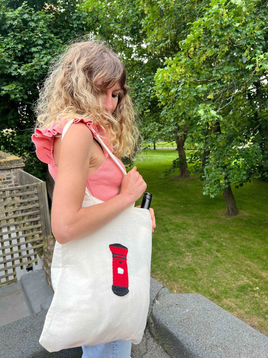 Crochet Red Letter Box Shopping Tote Bag Eco Friendly Shoppers | Knitted | Bags, Gift from London, letter box, london letter box, post office, postoffice, red letter box, royal mail, royal mail box, Shoulder Bags, Tote Bags | Joy Gift London Limited