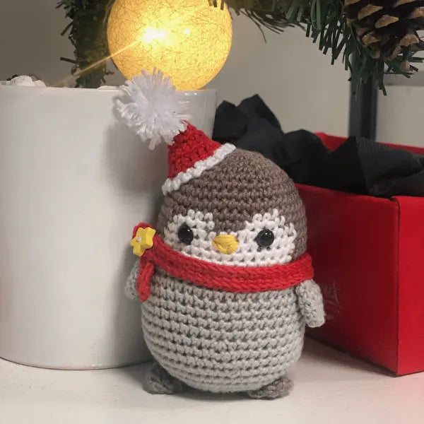 Crochet Small Santa Claus Penguin Toy Crochet MiaMano 