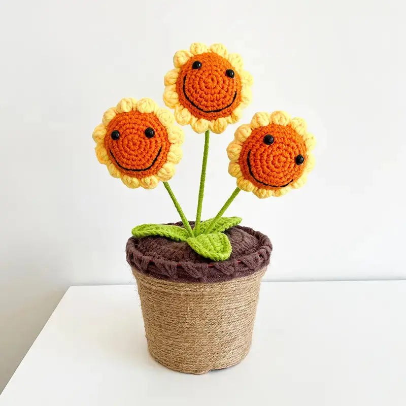 Crochet Smiley Sunflower Joy Gift London Limited 3pc 