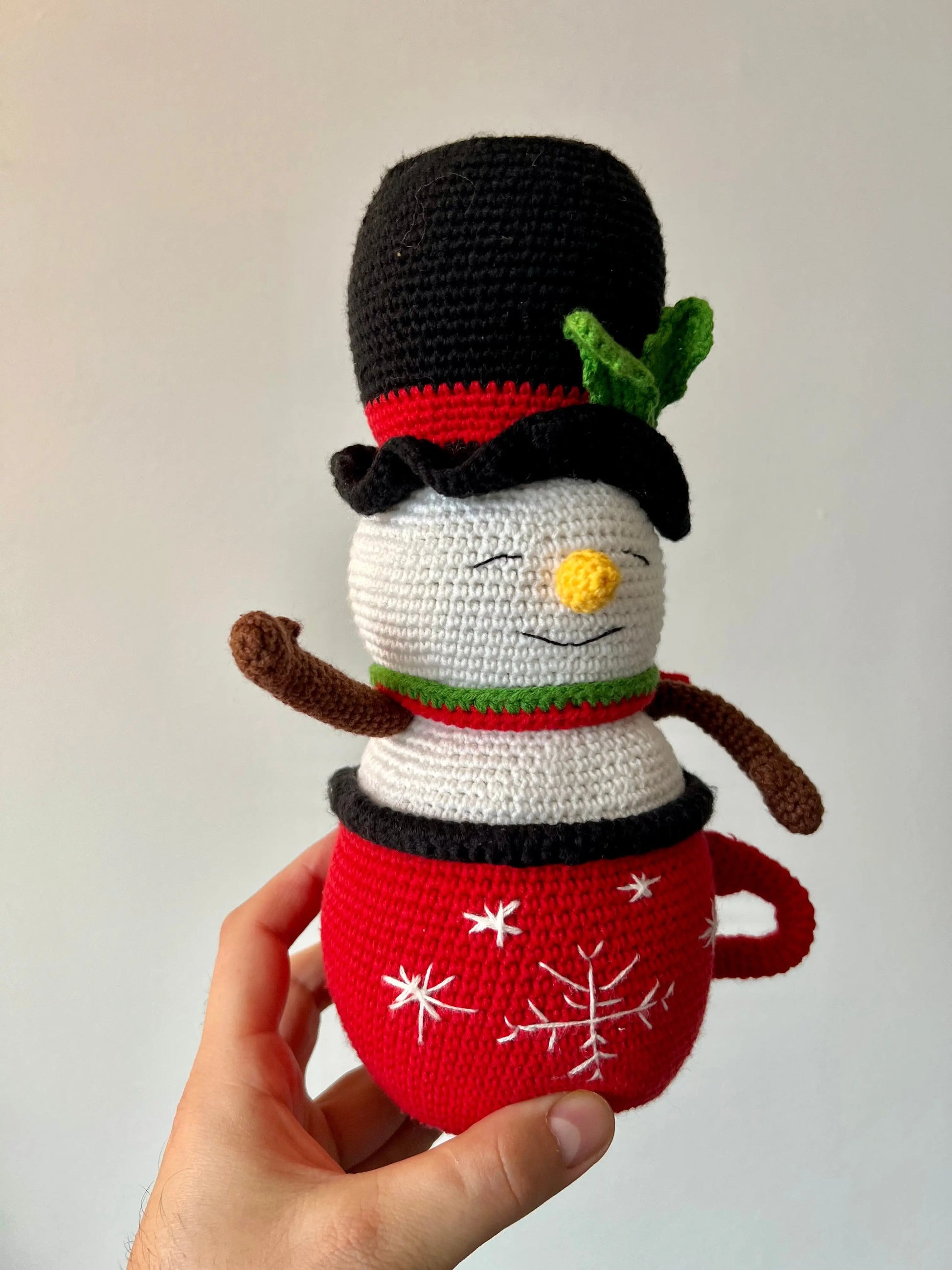 Crochet Snowman inside Cup - Joy Gift London