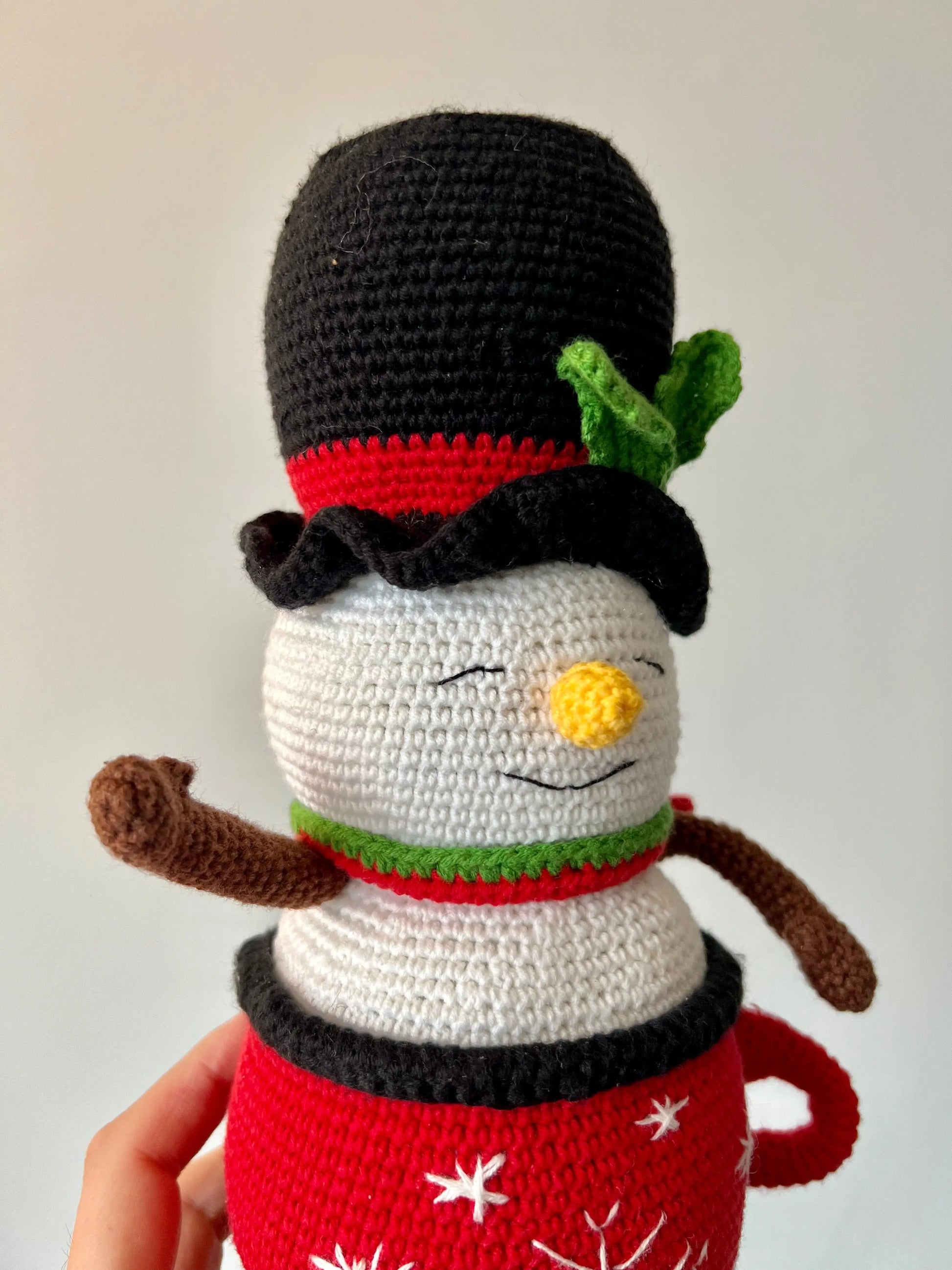 Crochet Snowman inside Cup - Joy Gift London