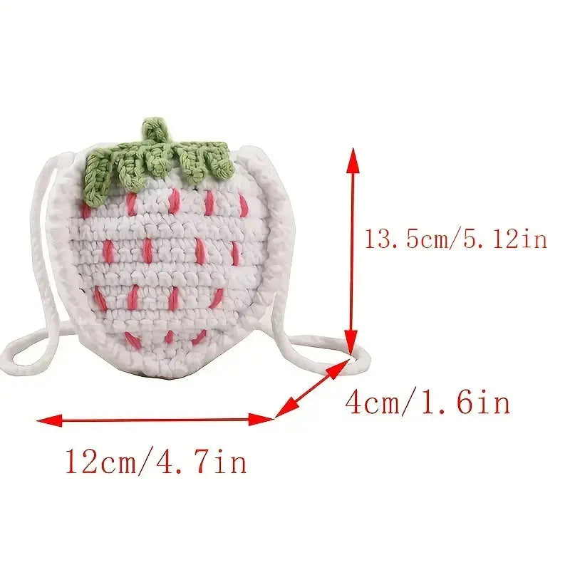 Crochet Strawberry Design Shoulder Bag Crochet Temu 