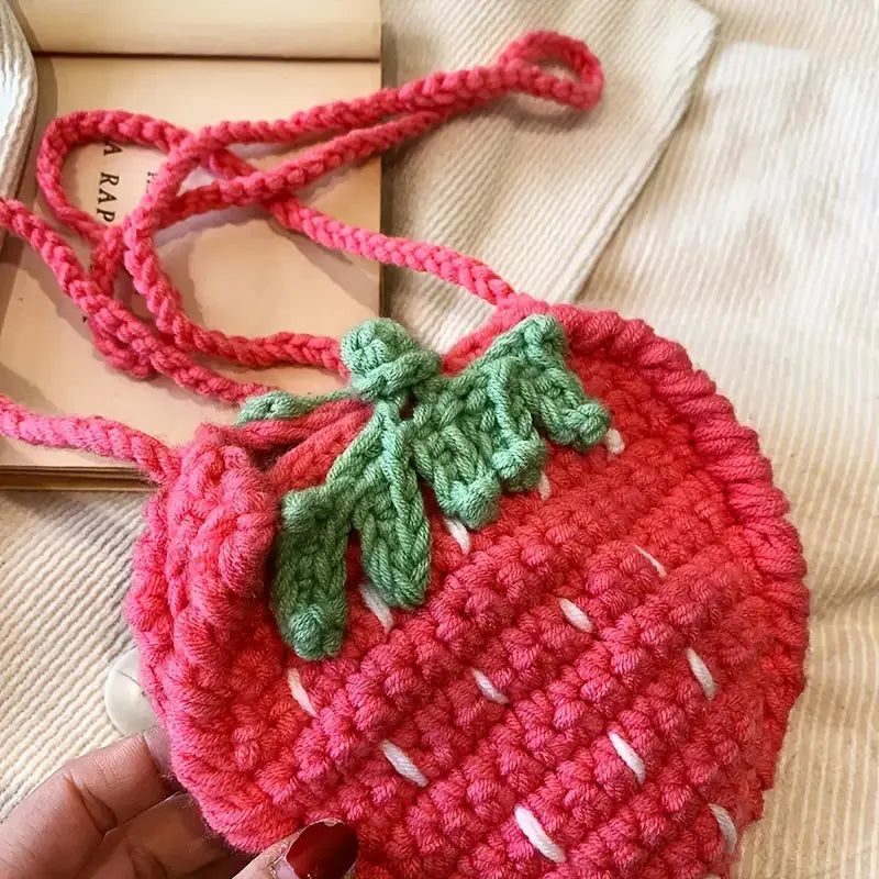 Crochet Strawberry Design Shoulder Bag Crochet Temu 