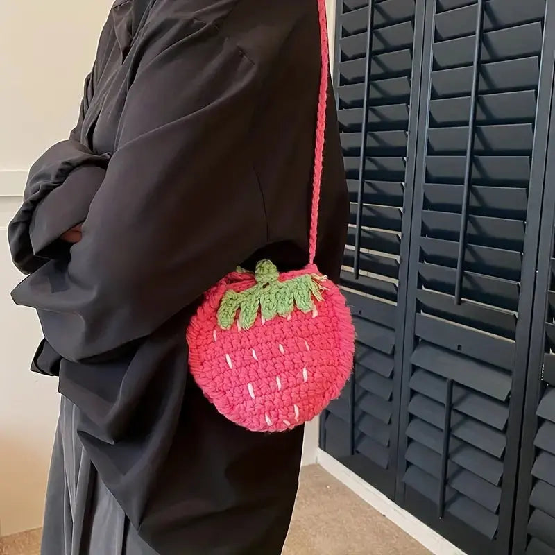 Crochet Strawberry Design Shoulder Bag Crochet Temu 