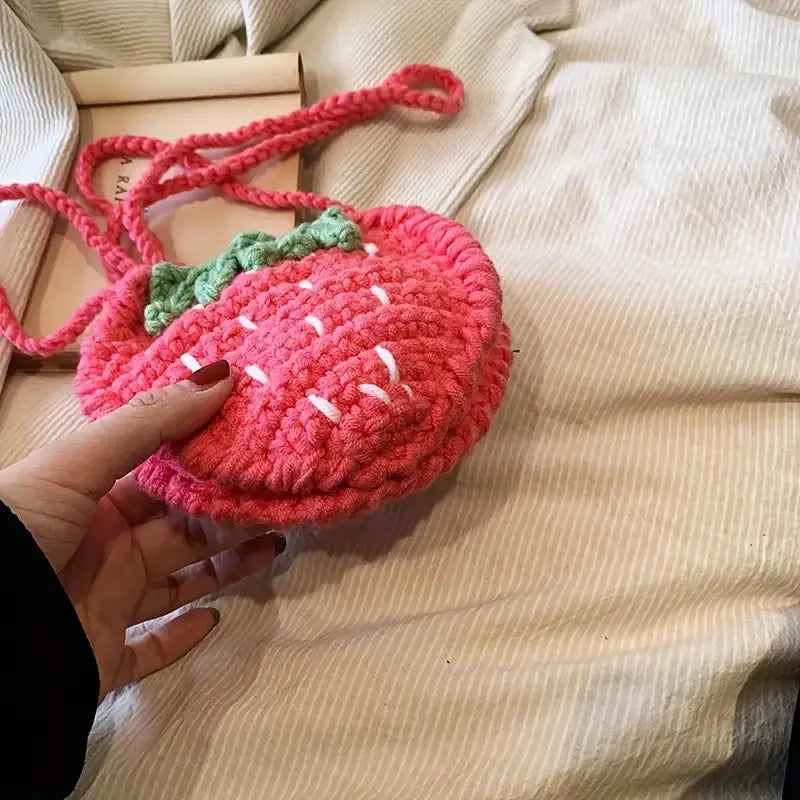 Crochet Strawberry Design Shoulder Bag Crochet Temu 