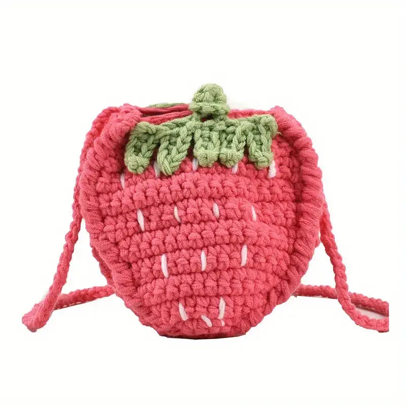 Crochet Strawberry Design Shoulder Bag Crochet Temu Pink 