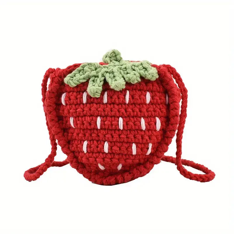 Crochet Strawberry Design Shoulder Bag Crochet Temu Red 