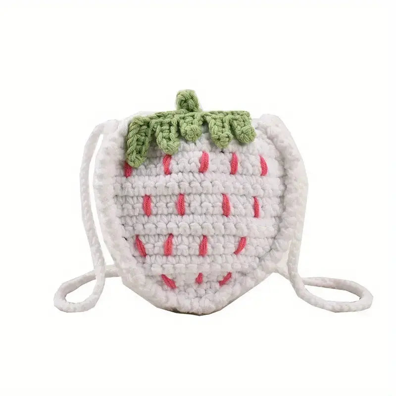 Crochet Strawberry Design Shoulder Bag Crochet Temu White 