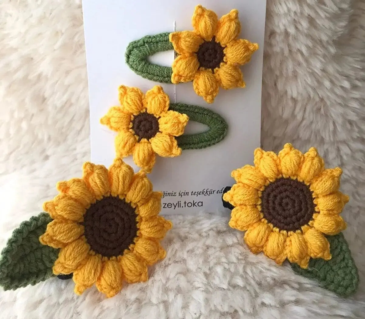 Crochet Sunflowers Hair Clips 4pc Crochet TrendyToy 