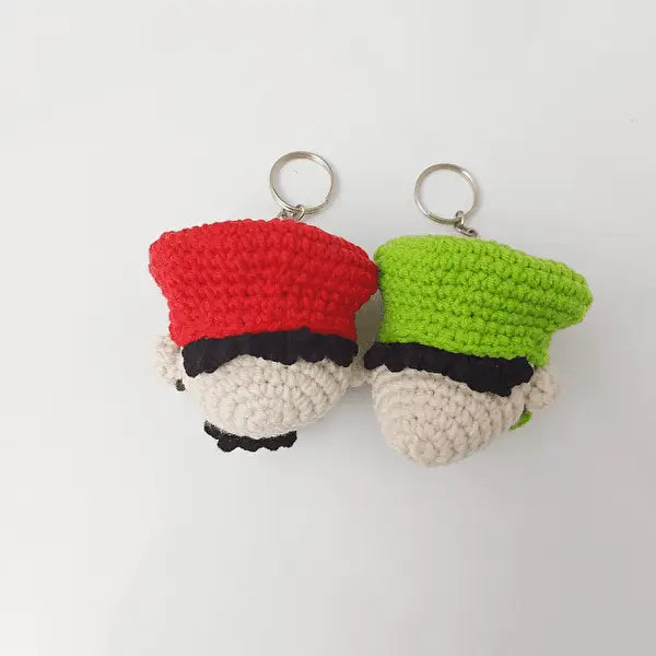 Crochet Super Mario and Luigi Keychain Crochet Joy Gift London Limited 