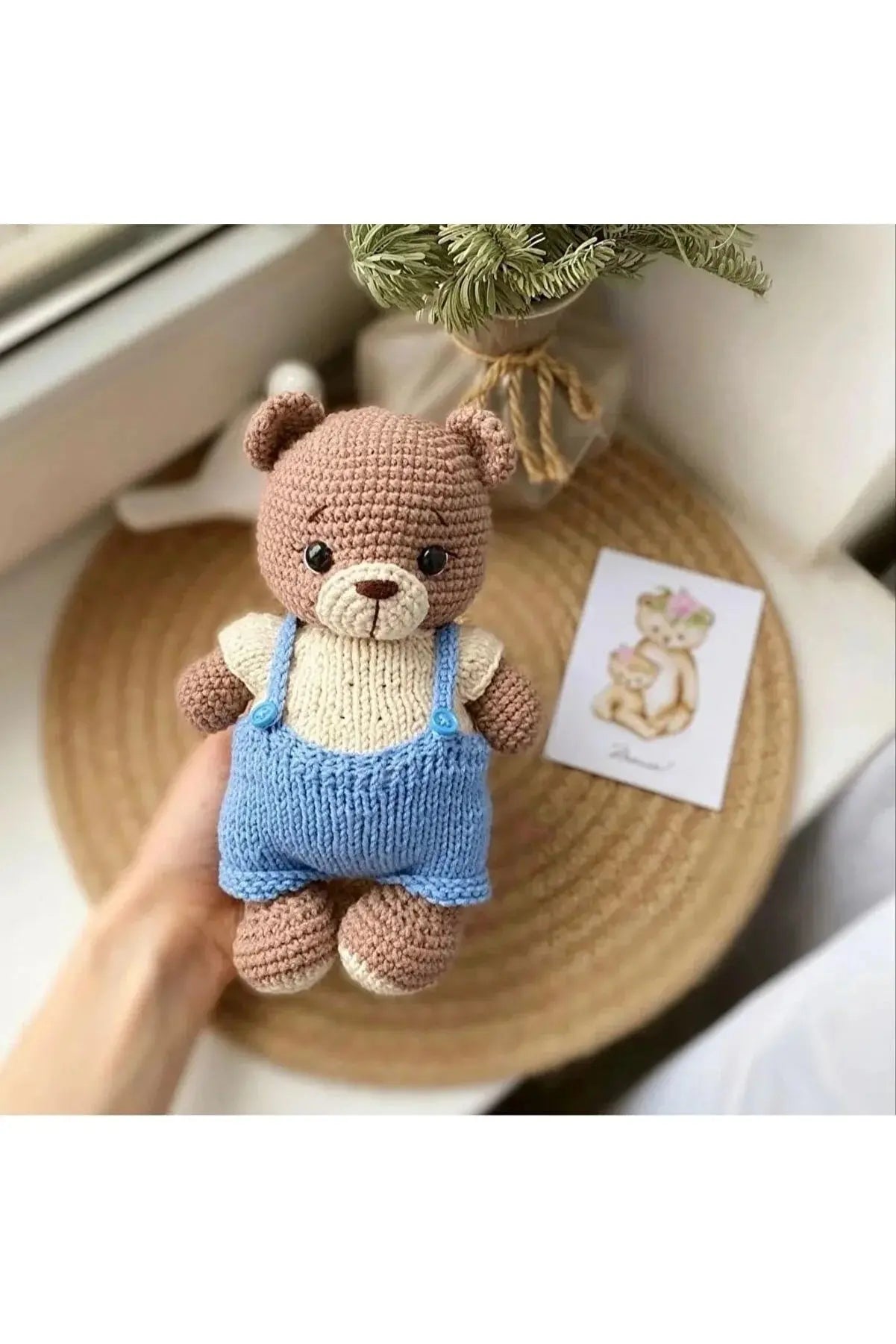 Crochet Teddy Bear in Blue Jumpsuit Toy Crochet TrendyToy 