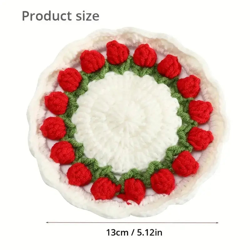 Crochet Tulip Flower Coaster Temu 