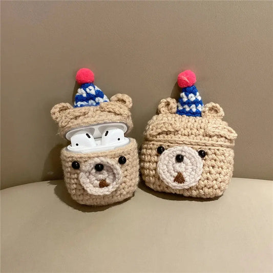 Cute Crochet Bear Earphone Protective Case For Apple Airpods | Crochet | Accessories, Airpods Cases | Joy Gift London Limited