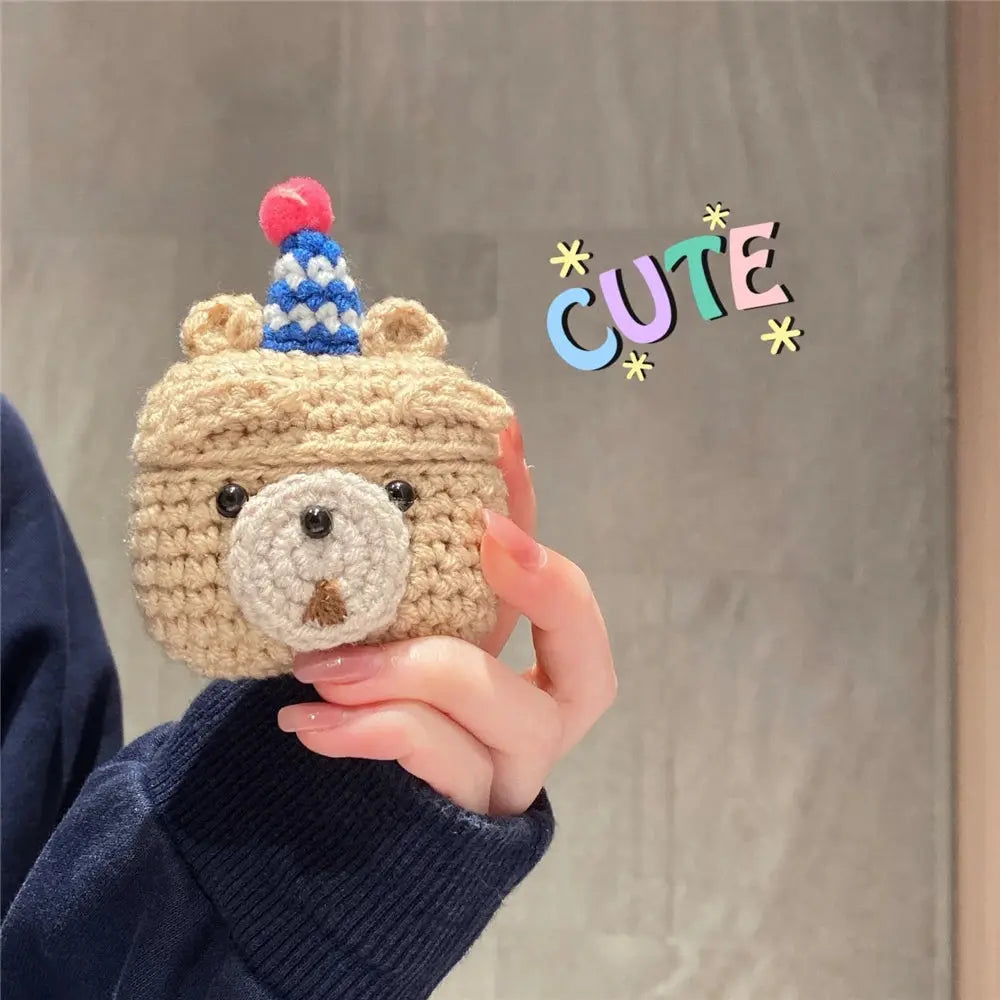 Cute Crochet Bear Earphone Case For Apple Airpods - Joy Gift London