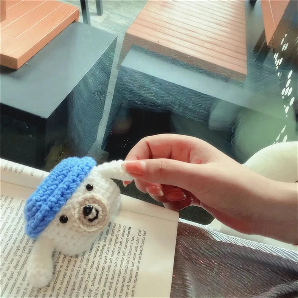 Cute Crochet Blue Hat Dog Earphone Case For Apple Airpods - Joy Gift London