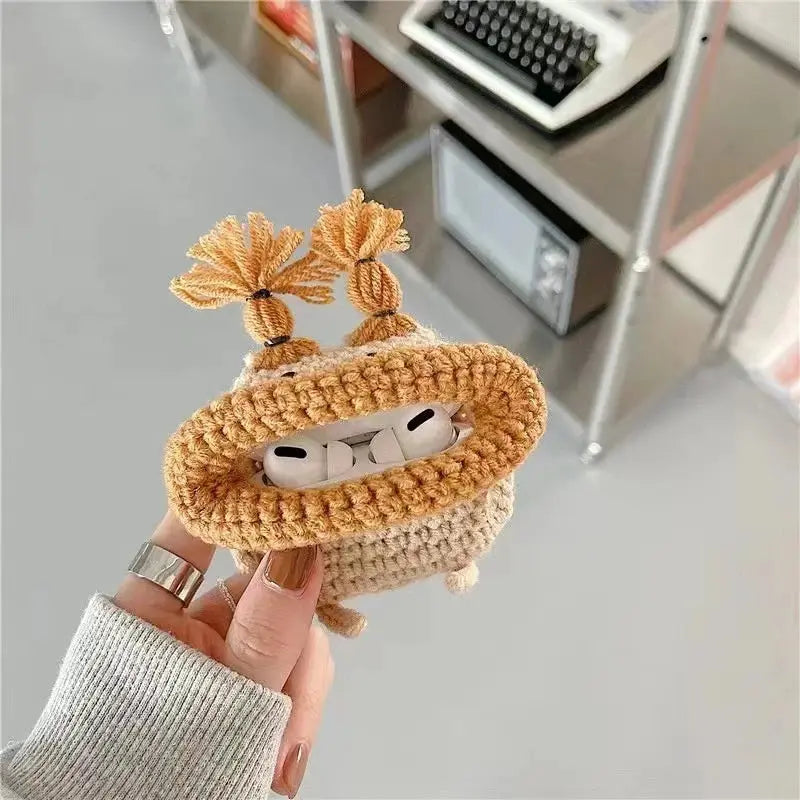 Cute Crochet Brown Monster Earphone Case For Apple Airpods - Joy Gift London